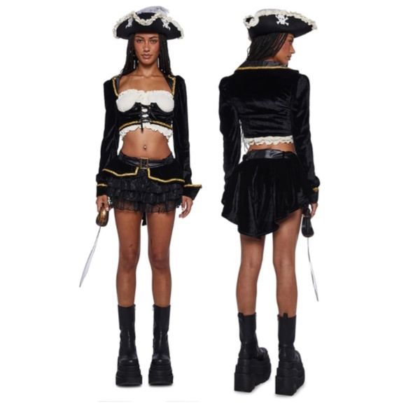 NWT DOLLS KILL Dolls Kill Pirate Maiden Costume - Ren-Faire Crop Top Mini Skirt - Picture 2 of 15